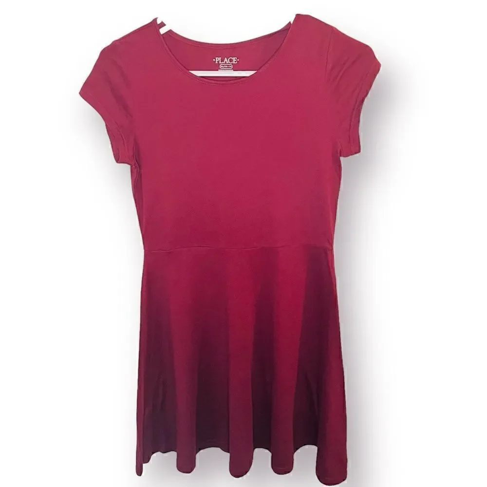 The Childrens Place Uniform Girls Everyday Dress Tshirt Dress Burgundy Red XL 14